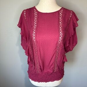 Women's Lace Trim Top - Pink